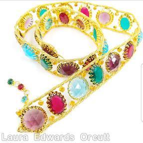 Schreiner 2 strand 25 large disc goldtone open back large faceted disc ice lavender ruby emerald ice blue aqua jewelry