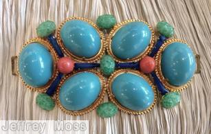 Schreiner 6 large oval cab 7 small oval cab buckle 6 slim keystone 2 chaton opaque baby blue large oval cab coral small chaton lapis blue keystone small moon rock marbled jade oval art glass goldtone jewelry