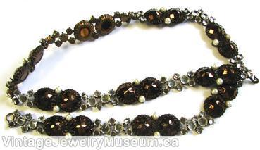 Schreiner twin disc and inverted stones metalic browns crystal inverted copper back jewelry