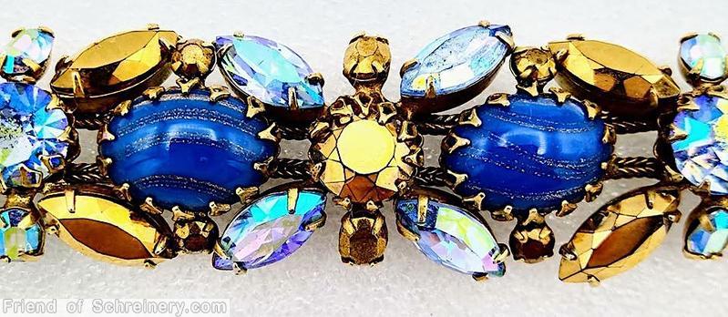 Schreiner 2 strand 5 large oval cab 20 navette 5 chaton gold fluss lapis oval cab gold metalic navette ab navette goldtone jewelry