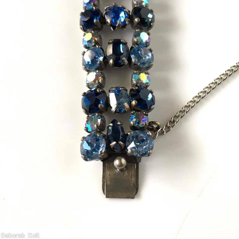 Schreiner 3 row wide in the middle bracelet 17 varied size stone center row ab blue jewelry