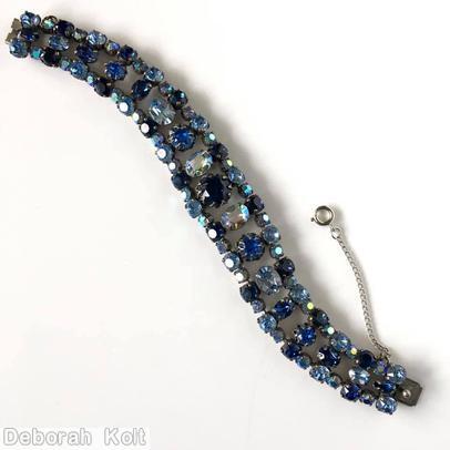 Schreiner 3 row wide in the middle bracelet 17 varied size stone center row ab blue jewelry