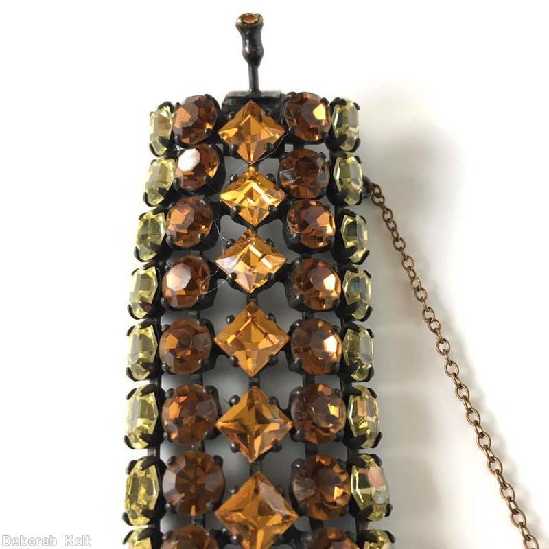 Schreiner 5 row square stone center 26 column amber center square stone brown chaton clear champagne oval small stone jewelry