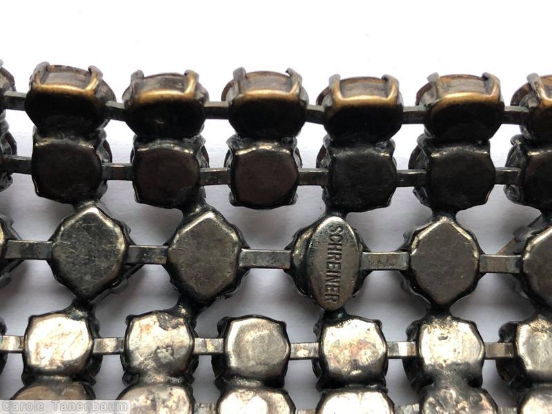 Schreiner 5 row square stone center 26 column ice blue small square center stone smoke chaton amber oval jewelry