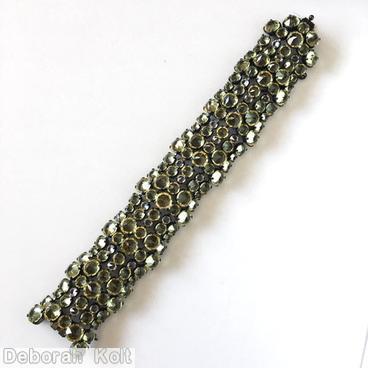 Schreiner 5 row varied size inverted stone wide bracelet smoke jewelry