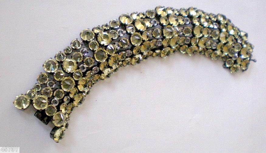 Schreiner 5 row varied size inverted stone wide bracelet smoke jewelry