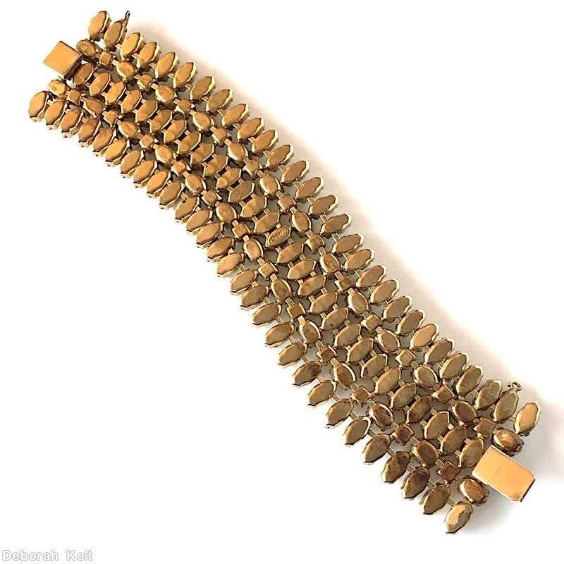 Schreiner 5 row wide bracelet 31 small navette center row small chaton small oval stone crystal jewelry