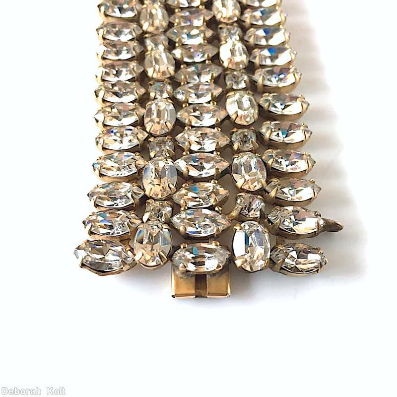 Schreiner 5 row wide bracelet 31 small navette center row small chaton small oval stone crystal jewelry