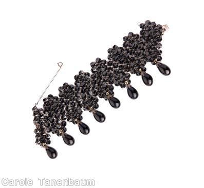 Schreiner 8 dangling teardrop wide bracelet with all small inverted stone jet jewelry