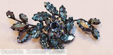 Schreiner 1 trembling flower pin ab blue navette jewelry