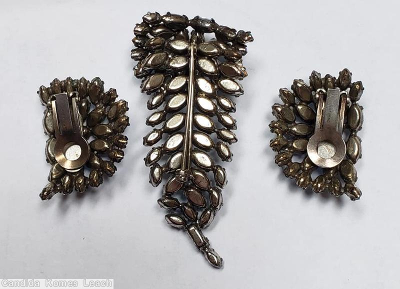 Schreiner 2 level curly feather pin purple peridot ice blue jewelry