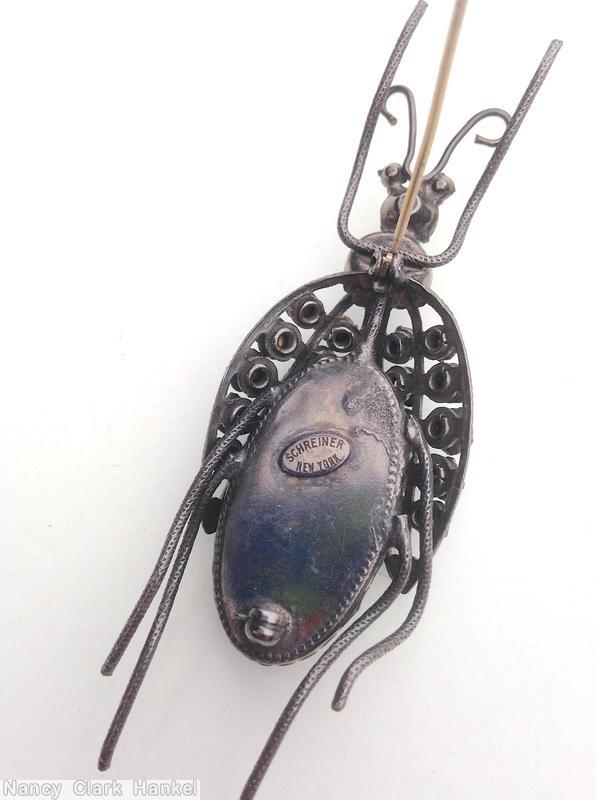 Schreiner 2 whisker long oval cab body bug 2 antenna 2 wired seeds wing marbled green large oval cab purple ice blue jewelry