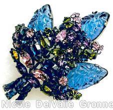 Schreiner 3 acorn bunch pin large faceted teardrop stone blue cracked ice teardrop peridot navy purple peach jewelry