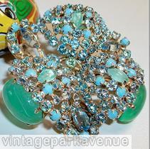 Schreiner 3 acorn radial pin 3 metal deco 3 large oval cab large oval faux emerald opaque baby blue chaton ice blue navette pale green navette goldtone jewelry