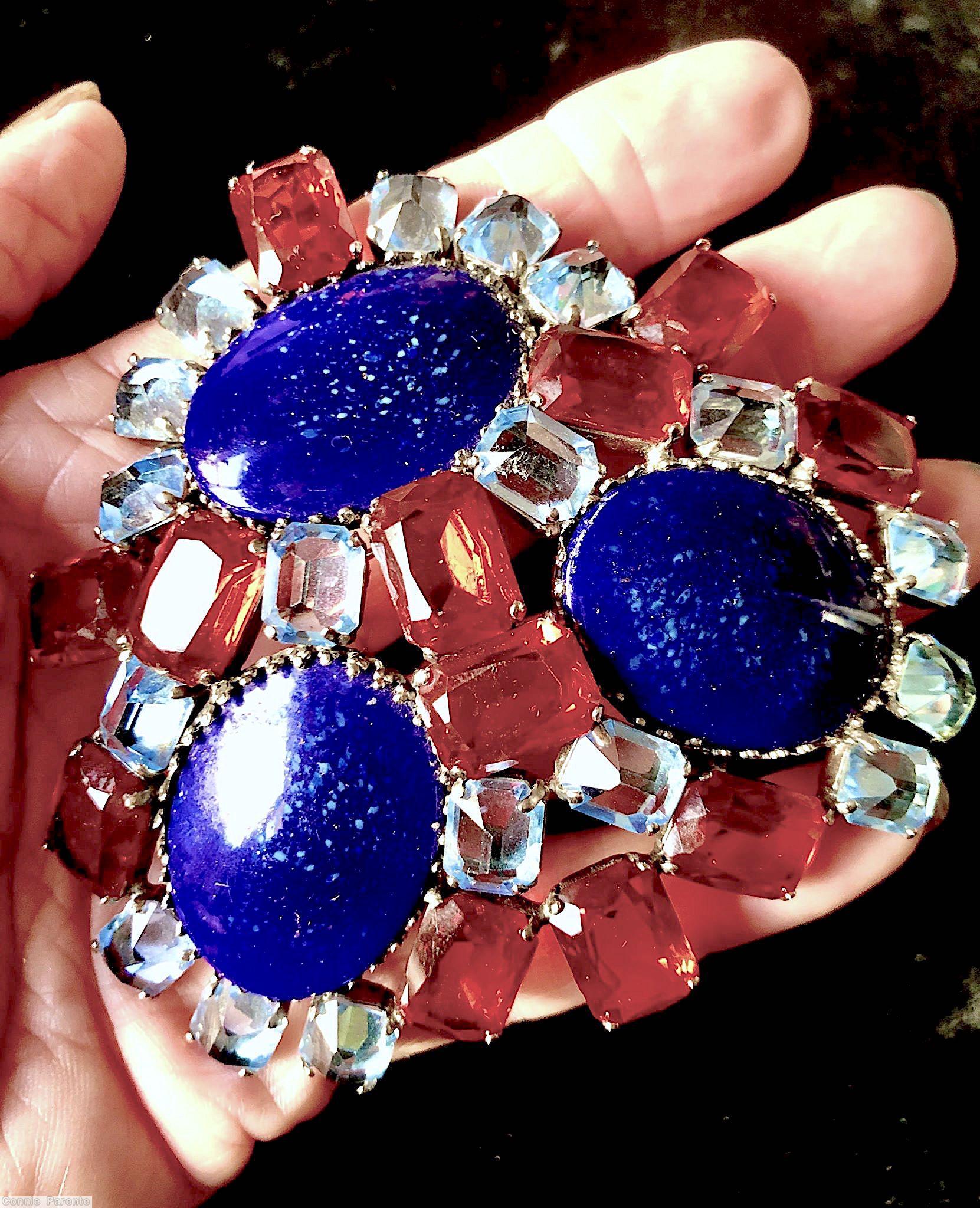 Schreiner 3 large oval cab giant pin 12 large emerald cut 18 small emerald cut lapis large oval cab siam red large emerald cut clear ice blue small emerald cut jewelry