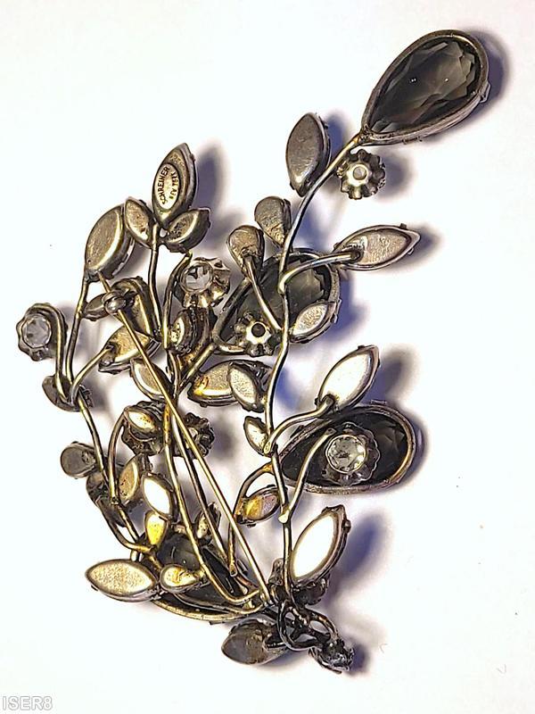 Schreiner 3 long branch sprawling pin 4 large teardrop smoky crystal jewelry