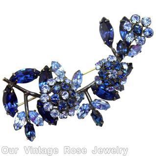 Schreiner 3 trembling flower single bush pin blue ice blue jewelry