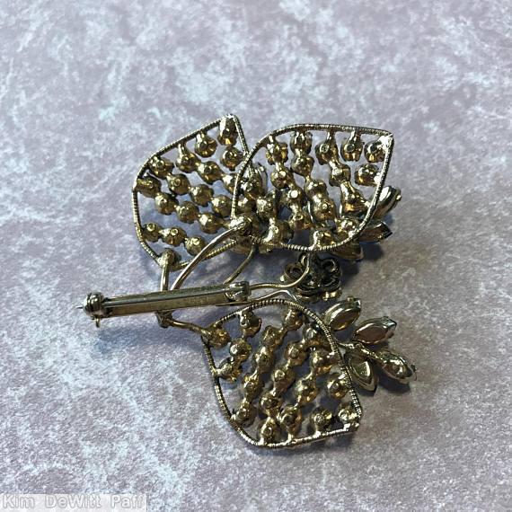Schreiner 3 wired seeds leaf bunch pin marina blue ice blue green jewelry