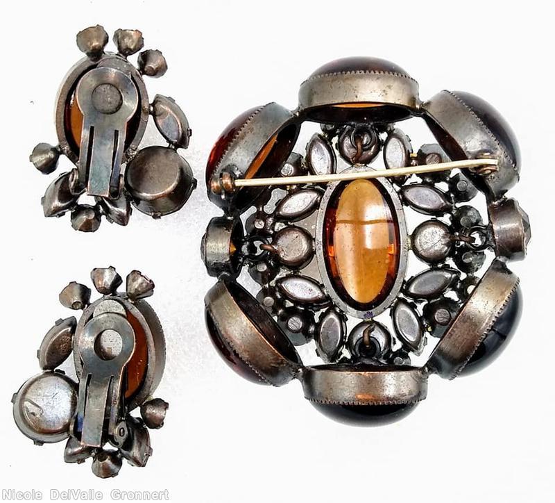 Schreiner 6 large oval cab wall domed pin large oval cab center navette chaton surrounding topaz bezel setting jewelry