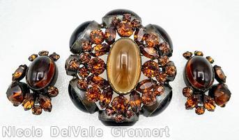 Schreiner 6 large oval cab wall domed pin large oval cab center navette chaton surrounding topaz bezel setting jewelry
