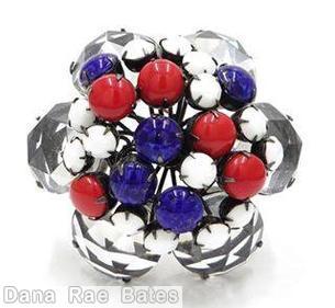 Schreiner 6 large round cab side domed round pin 10 chaton center crystal red blue white patriplet jewelry