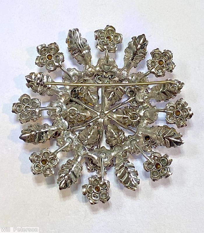 Schreiner 8 clustered flower spray pin fuschia ice pink silvertone jewelry