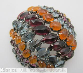 Schreiner 9 row domed round pin raspberry orange smoke blue purple yellow jewelry