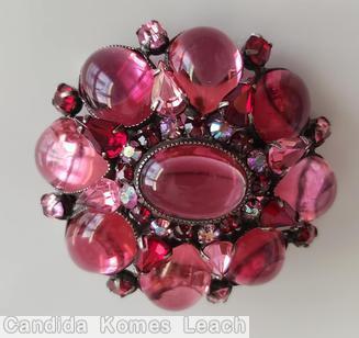 Schreiner bezel setting domed oval radial pin 4 large oval cab 4 large teardrop 8 small teardrop large oval center pink ruby ab jewelry