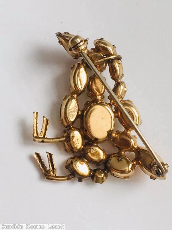 Schreiner chicken goldtone amber clear champgne ab wire deco jewelry