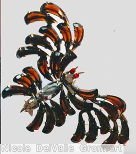Schreiner comma stone wing butterfly amber ab coral jewelry