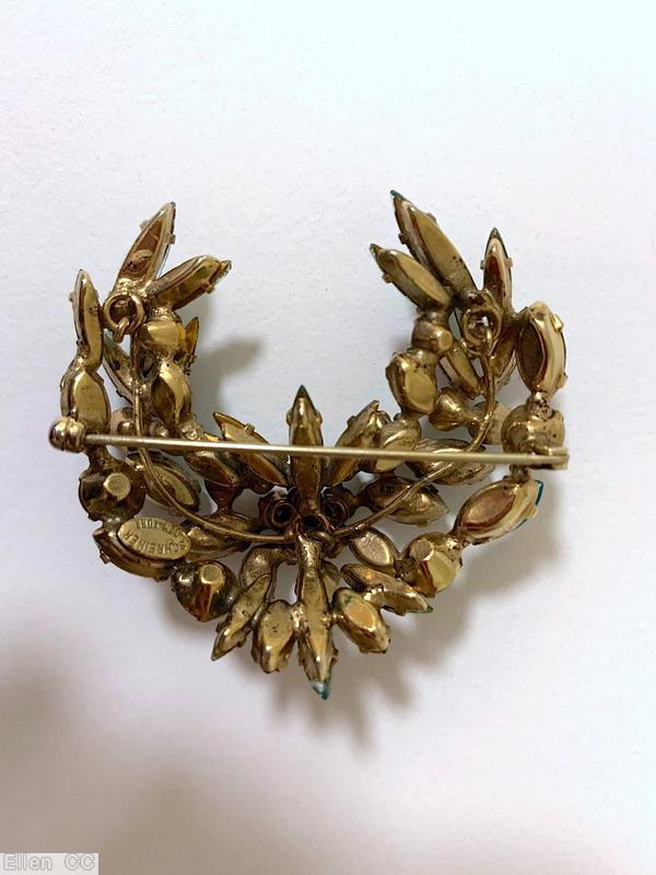 Schreiner crescent pin apple green navette ice blue navette aqua oval stone peach navette bicolor white green jelly bean goldtone jewelry