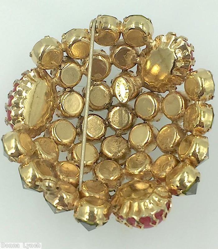 Schreiner domed 3 large oval cab pin 33 inverted large stone pink large oval cab peridot inverted stone goldtone jewelry