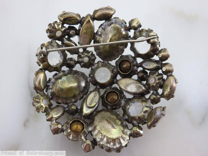 Schreiner end of day domed round pin moonglow white smoke jewelry