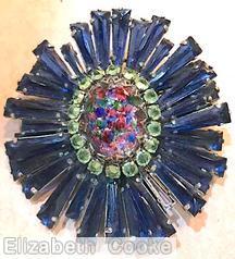 Schreiner giant ruffle keystone large oval center navy keystone multi color large oval cab center apple green surrounding inverted chaton jewelry