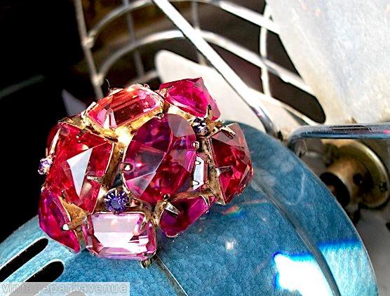 Schreiner high domed fist pin 12 baguette fuchsia jewelry