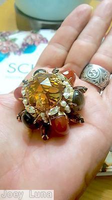 Schreiner mile high domed round pin 6 large oval side stone large round top stone 6 navette ruby jet large oval cab amber large rose cut center round stone faux pearl crystal navette jewelry