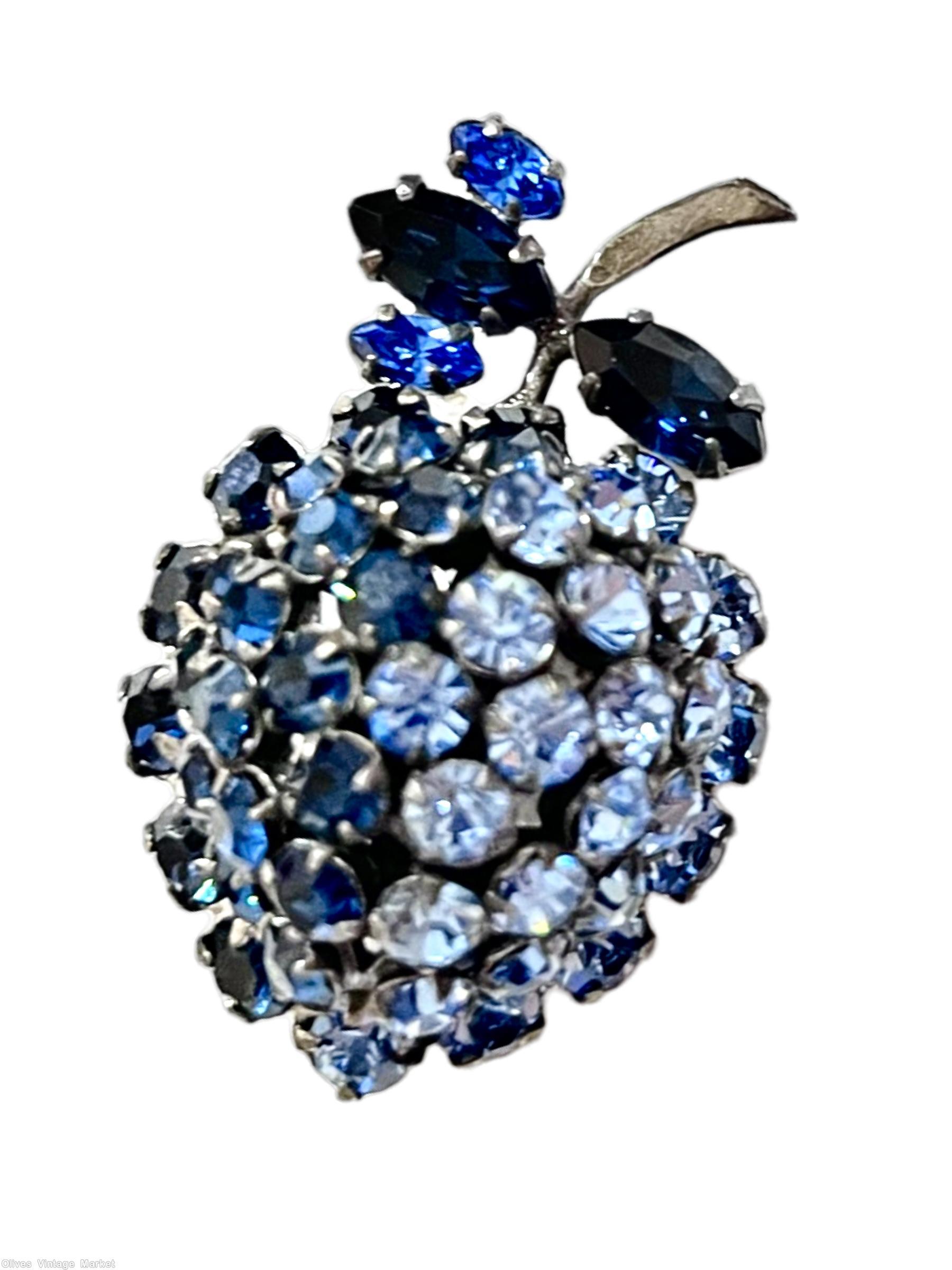 Schreiner short stem strawberry pin blue ice blue gunmetal back jewelry