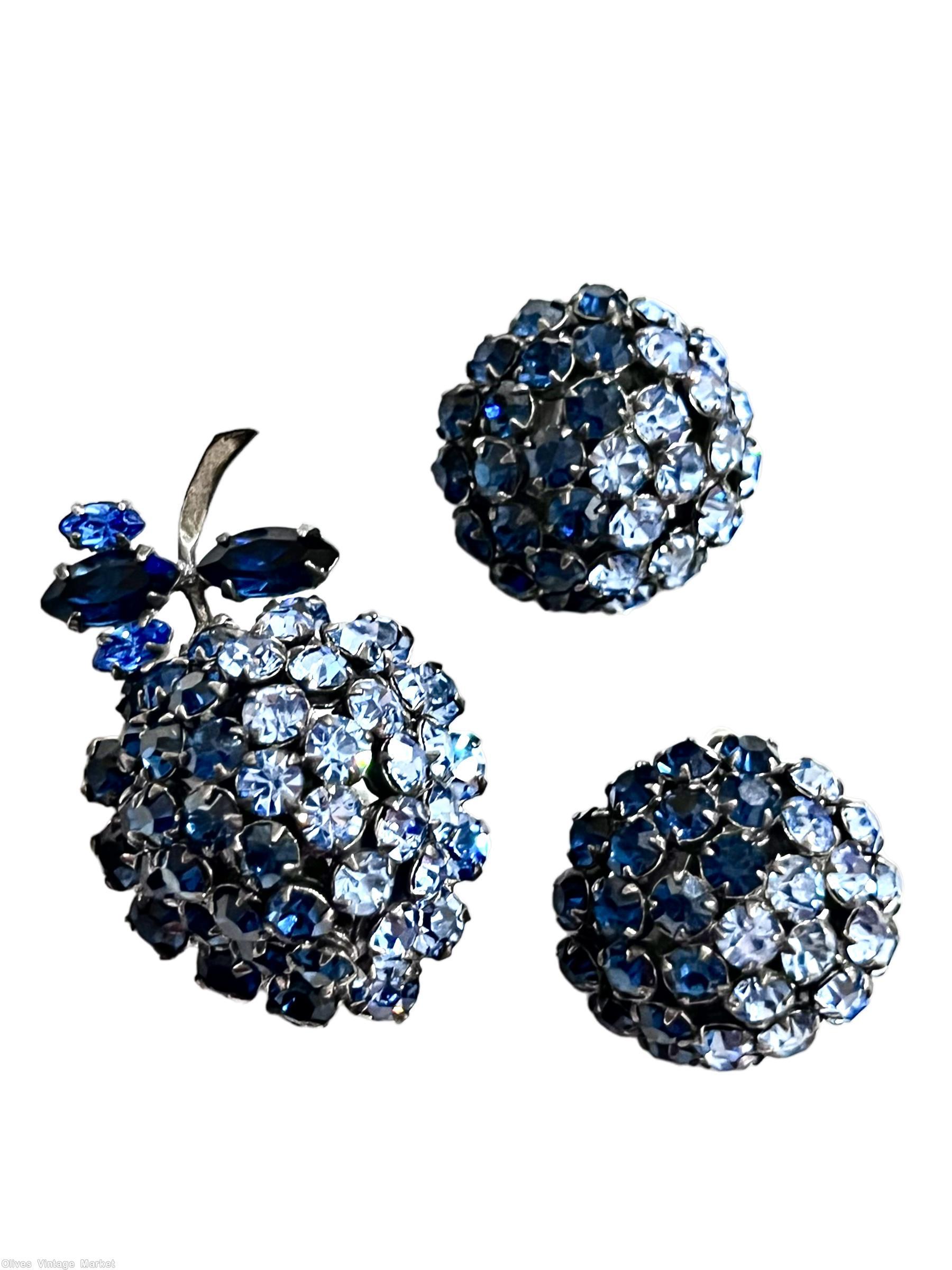 Schreiner short stem strawberry pin blue ice blue gunmetal back jewelry