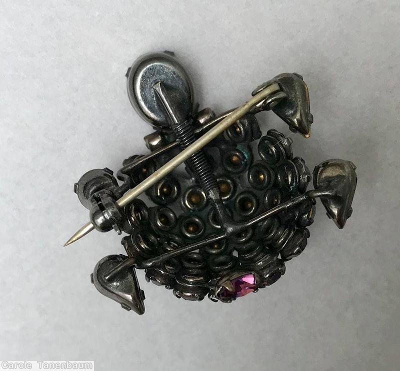 Schreiner small turtle domed clustered body 4 teardrop feet purple jewelry