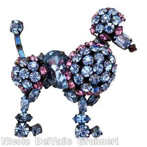 Schreiner standing poodle ice blue pink jewelry