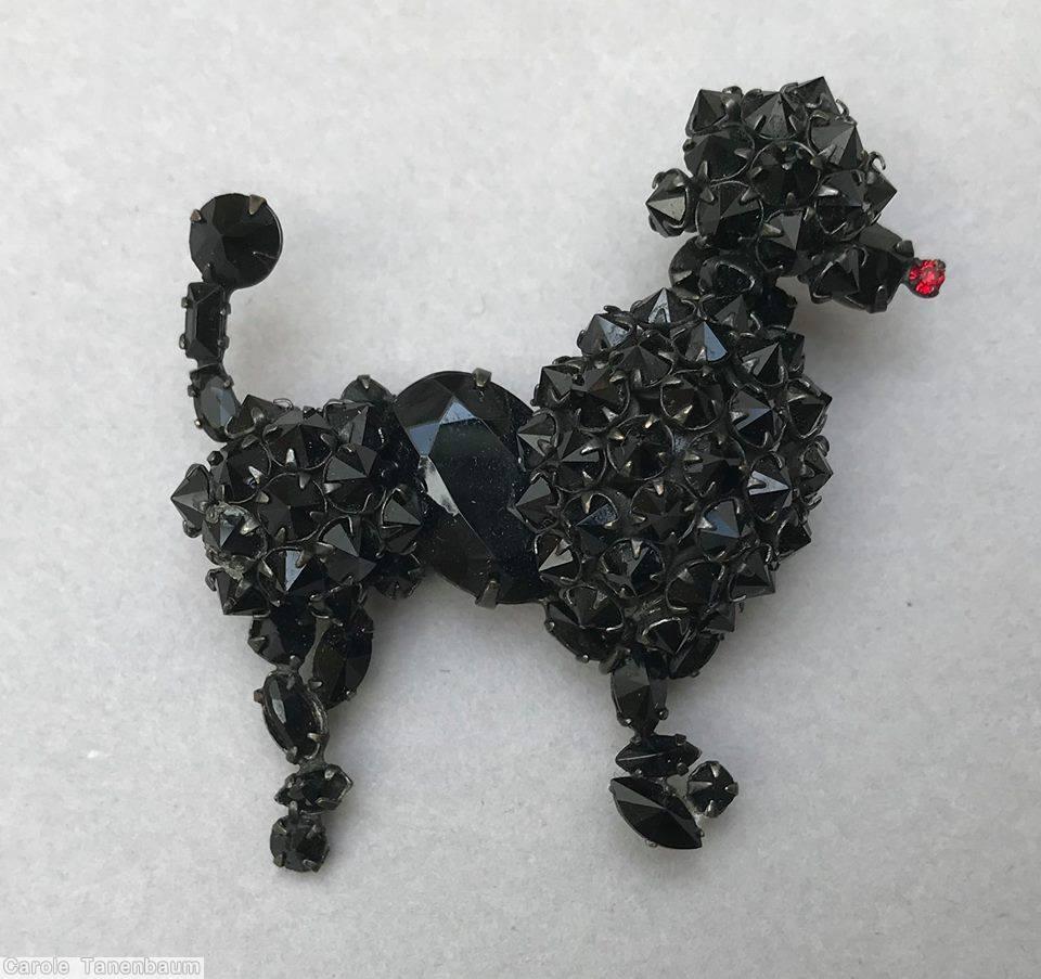 Schreiner standing poodle jet ruby jewelry