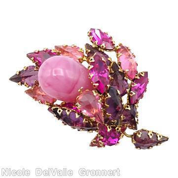Schreiner swirled bead pin 1 bubble pink bubble fuchsia purple navette jewelry