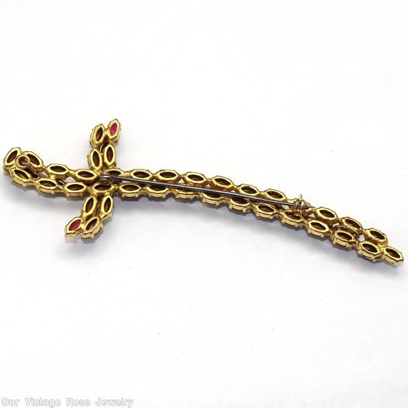 Schreiner sword pin ruby fuchsia jewelry