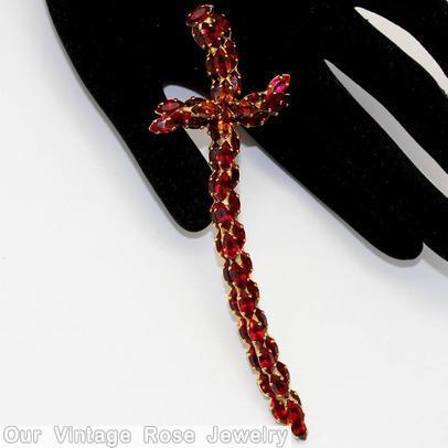 Schreiner sword pin ruby fuchsia jewelry