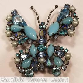 Schreiner trembling wing medium butterfly faux pearl ab opaque blue ice blue jewelry
