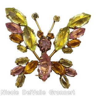 Schreiner trembling wing small butterfly peach large navette peridot navette topaz small navette small peridot inverted stone goldtone jewelry