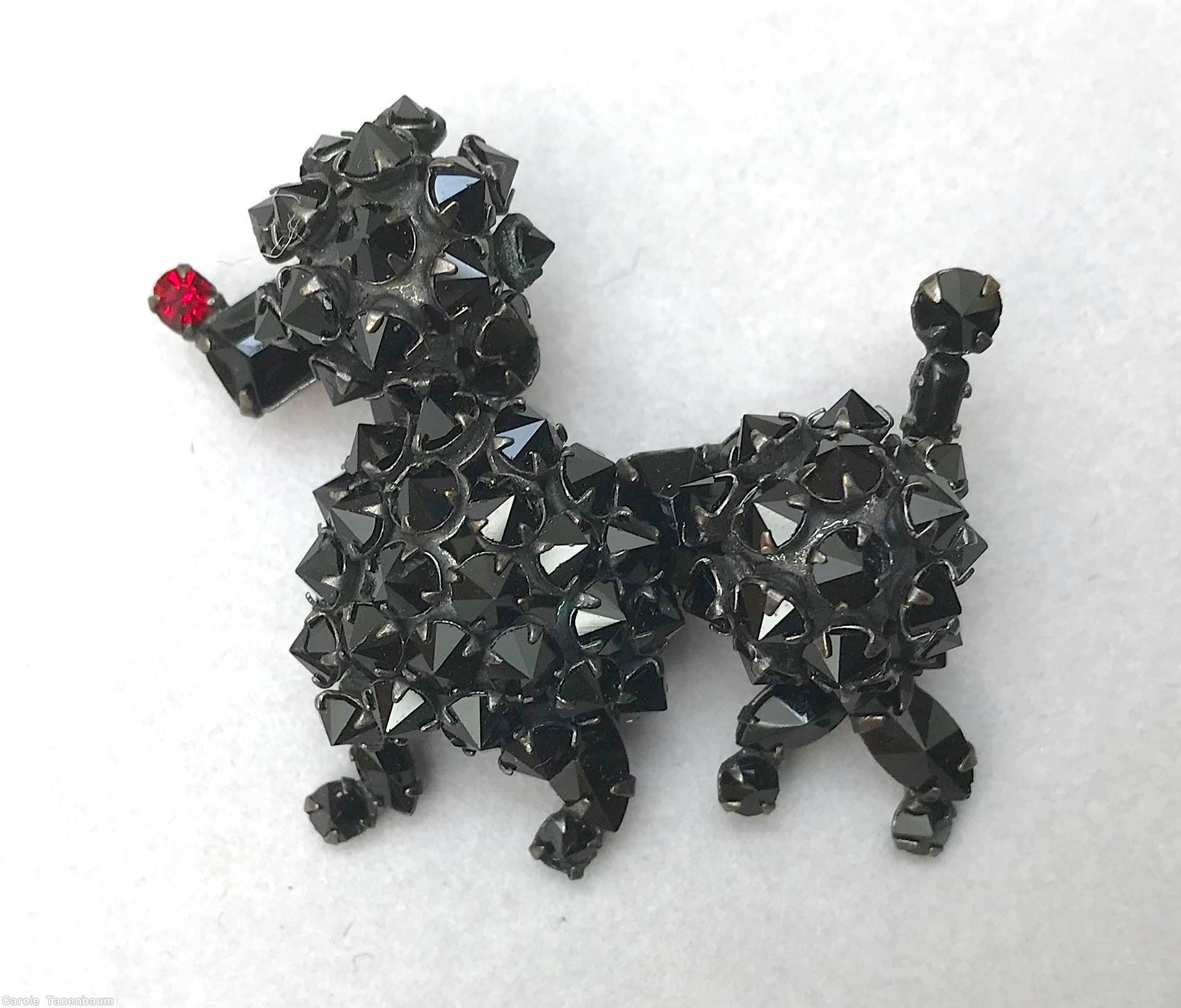 Schreiner walking poodle jet ruby jewelry