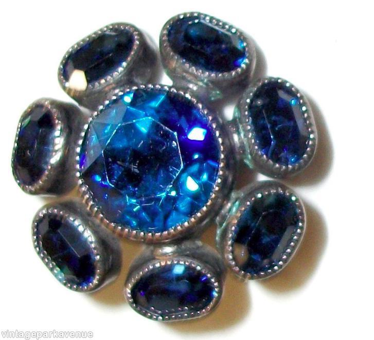 Schreiner radial round button large chaton center 7 oval small cab blue jewelry