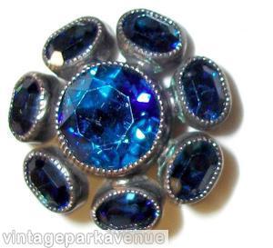 Schreiner radial round button large chaton center 7 oval small cab blue jewelry