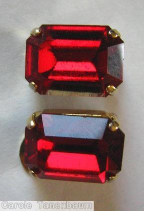 Schreiner 1 large emerald cut ruby goldtone jewelry